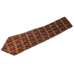 Classic Charleston Tie Rack 100% Silk Necktie Burgundy with Gold Ornate Pattern